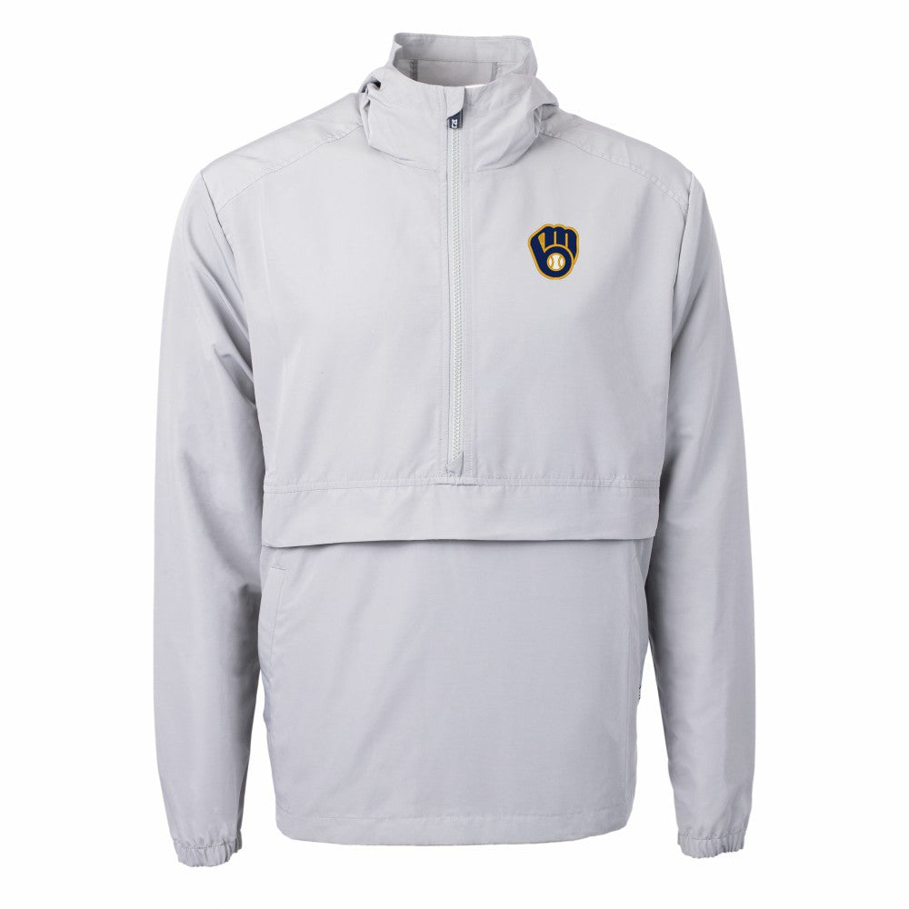 Milwaukee Brewers Cutter & Buck Charter Eco Recycled Half-Zip Anorak Jacket - Gray - MLB Online
