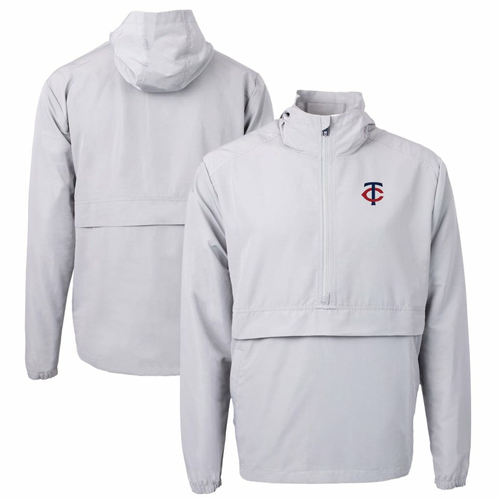 Minnesota Twins Cutter & Buck Charter Eco Recycled Half-Zip Anorak Jacket - Gray - MLB on Sale