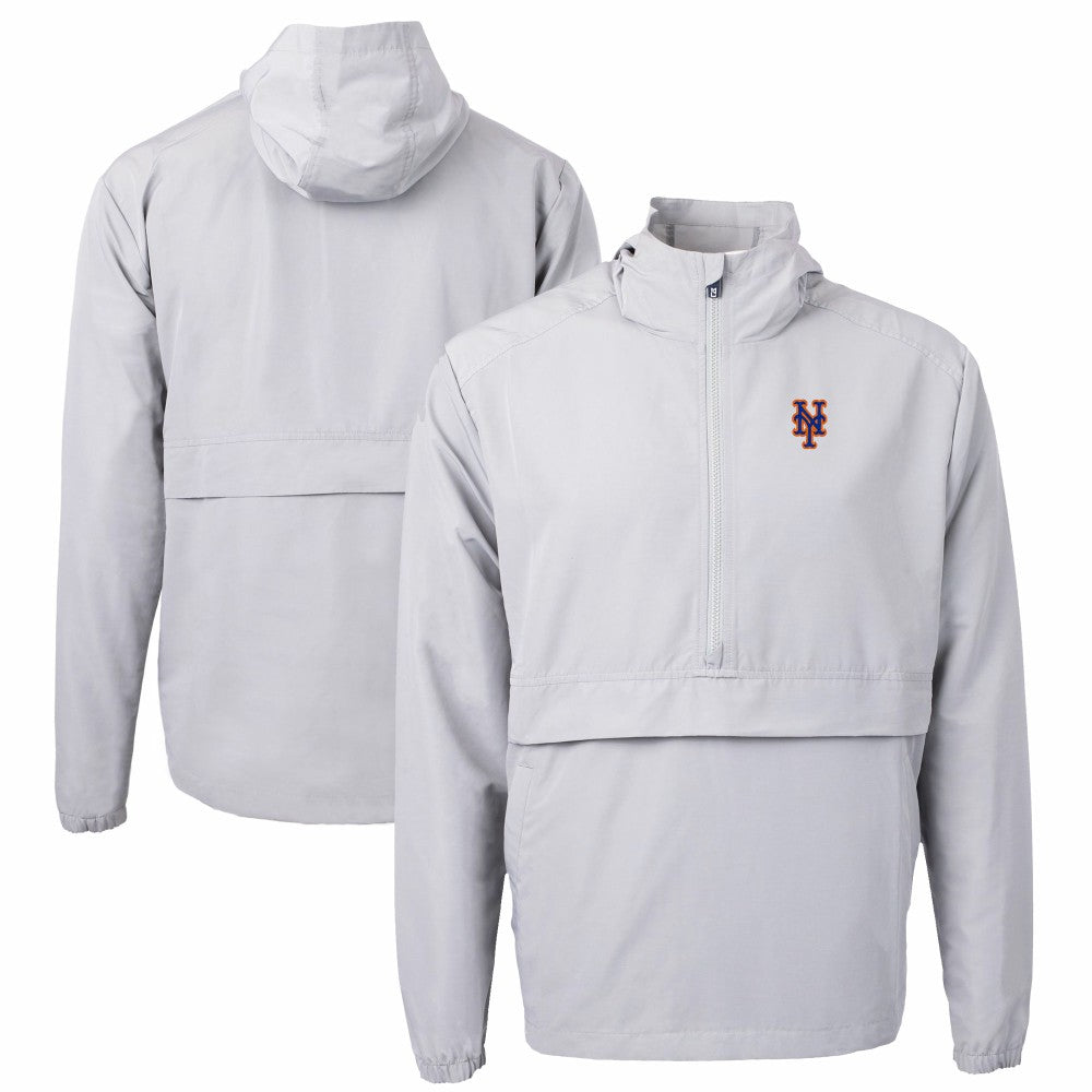 New York Mets Cutter & Buck Charter Eco Recycled Half-Zip Anorak Jacket - Gray - MLB Discount