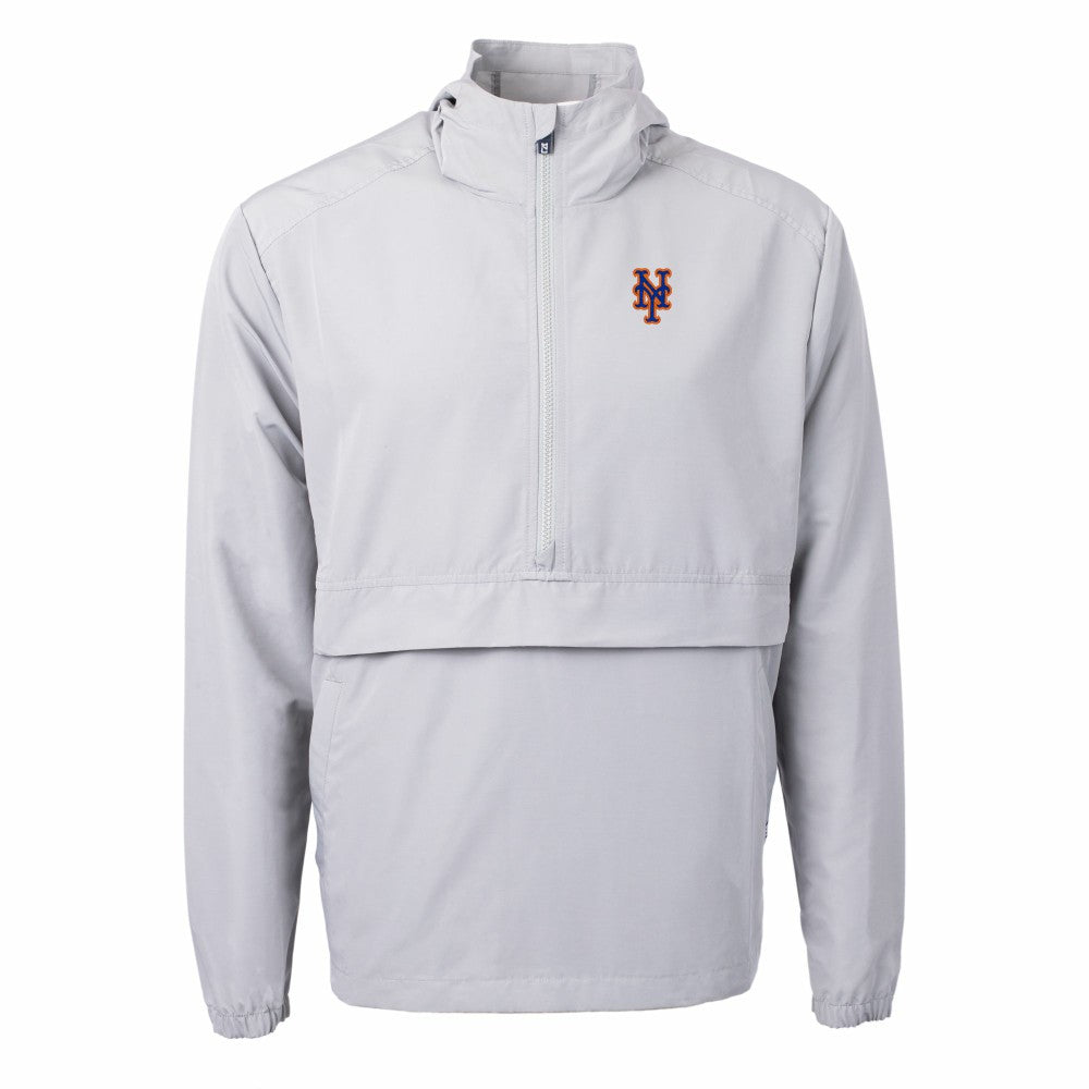 New York Mets Cutter & Buck Charter Eco Recycled Half-Zip Anorak Jacket - Gray - MLB Discount