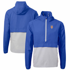 New York Mets Cutter & Buck Charter Eco Recycled Half-Zip Anorak Jacket - Royal/Gray - MLB Discount