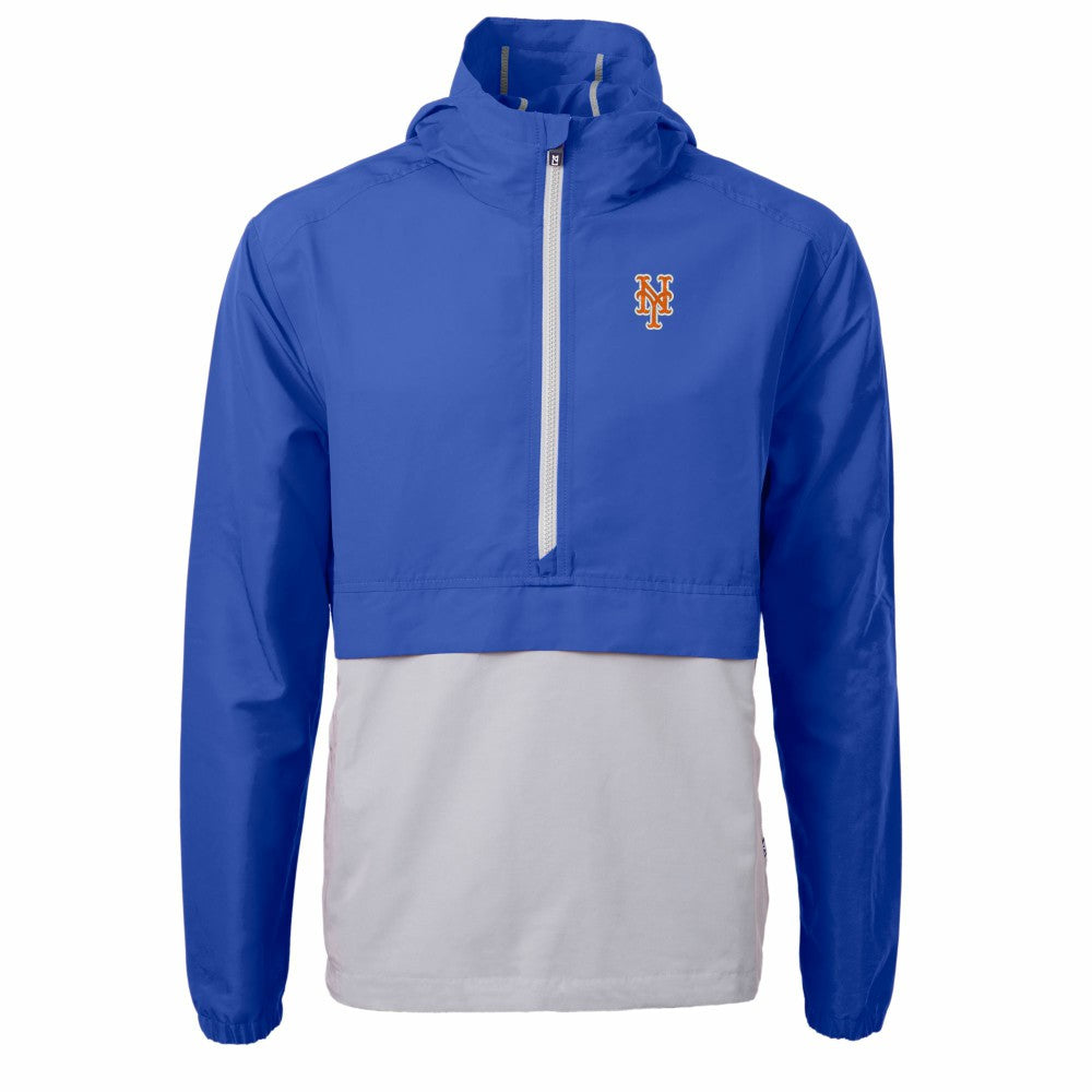New York Mets Cutter & Buck Charter Eco Recycled Half-Zip Anorak Jacket - Royal/Gray - MLB Discount