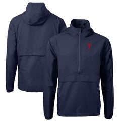 Philadelphia Phillies Cutter & Buck Charter Eco Recycled Half-Zip Anorak Jacket - Navy - MLB Sale
