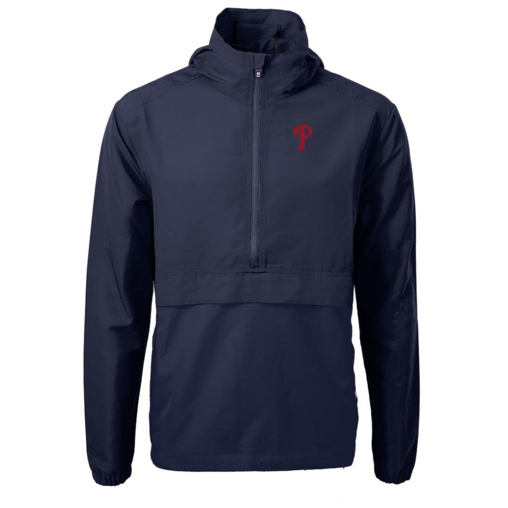 Philadelphia Phillies Cutter & Buck Charter Eco Recycled Half-Zip Anorak Jacket - Navy - MLB Sale