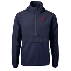 Philadelphia Phillies Cutter & Buck Charter Eco Recycled Half-Zip Anorak Jacket - Navy - MLB Sale