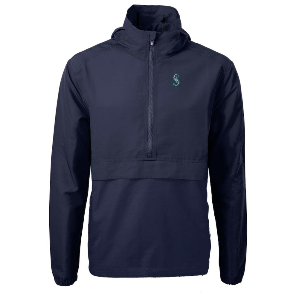 Seattle Mariners Cutter & Buck Charter Eco Recycled Half-Zip Anorak Jacket - Navy - MLB Discount