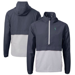 Seattle Mariners Cutter & Buck Charter Eco Recycled Half-Zip Anorak Jacket - Navy/Gray - MLB Sale
