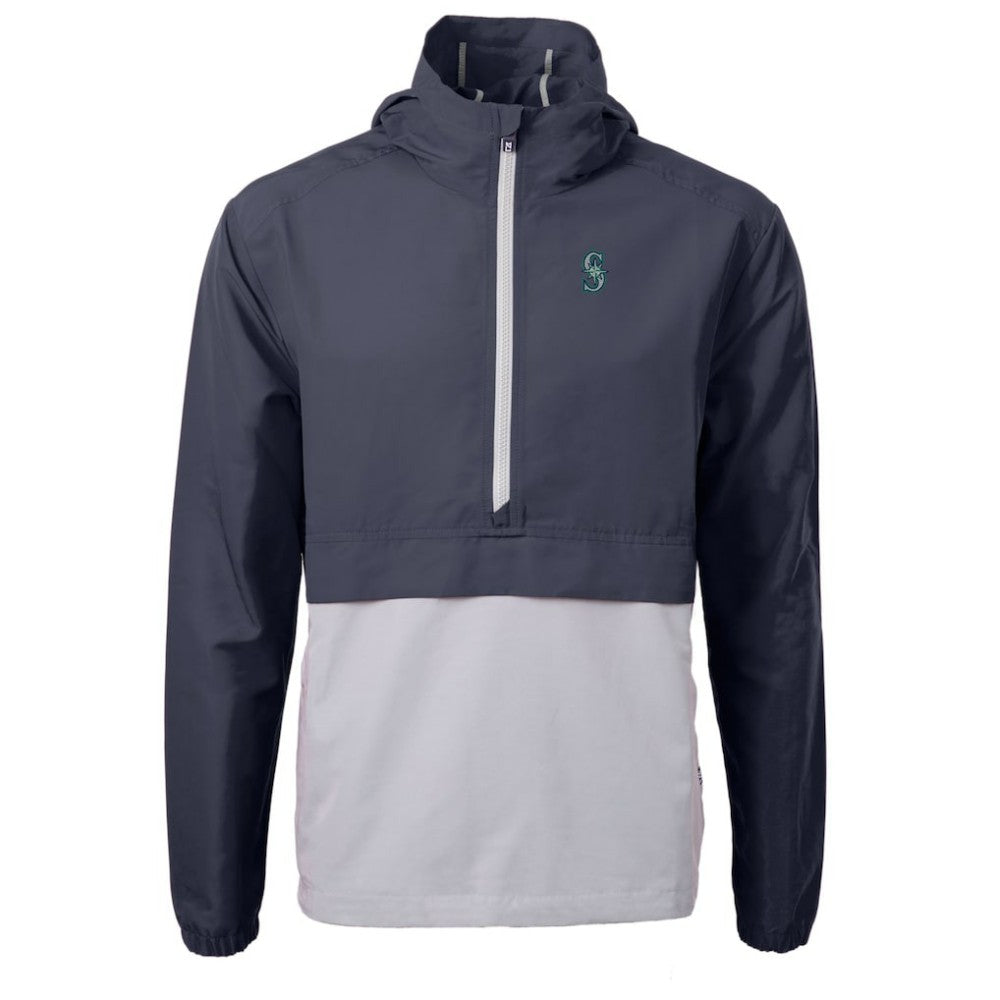 Seattle Mariners Cutter & Buck Charter Eco Recycled Half-Zip Anorak Jacket - Navy/Gray - MLB Sale