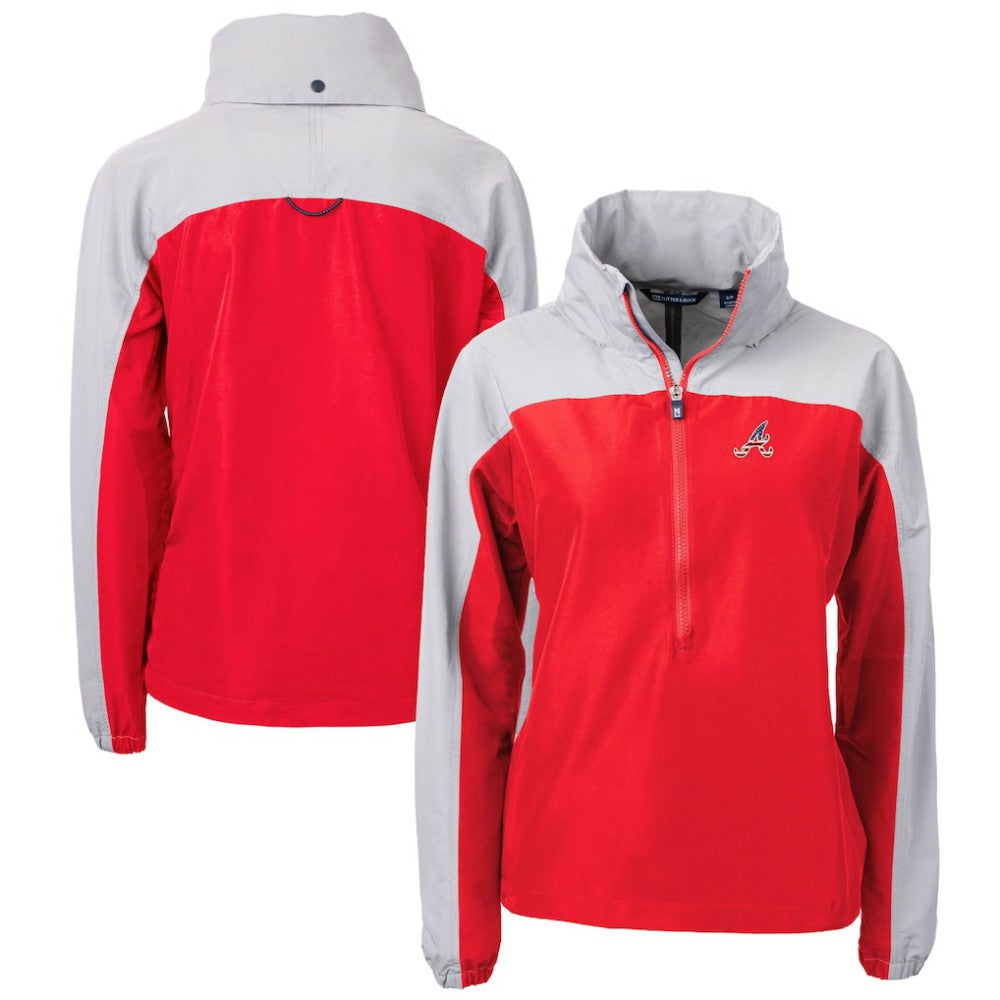 Atlanta Braves Cutter & Buck Women's Charter Eco Recycled Anorak Jacket - Red/Gray - MLB Online