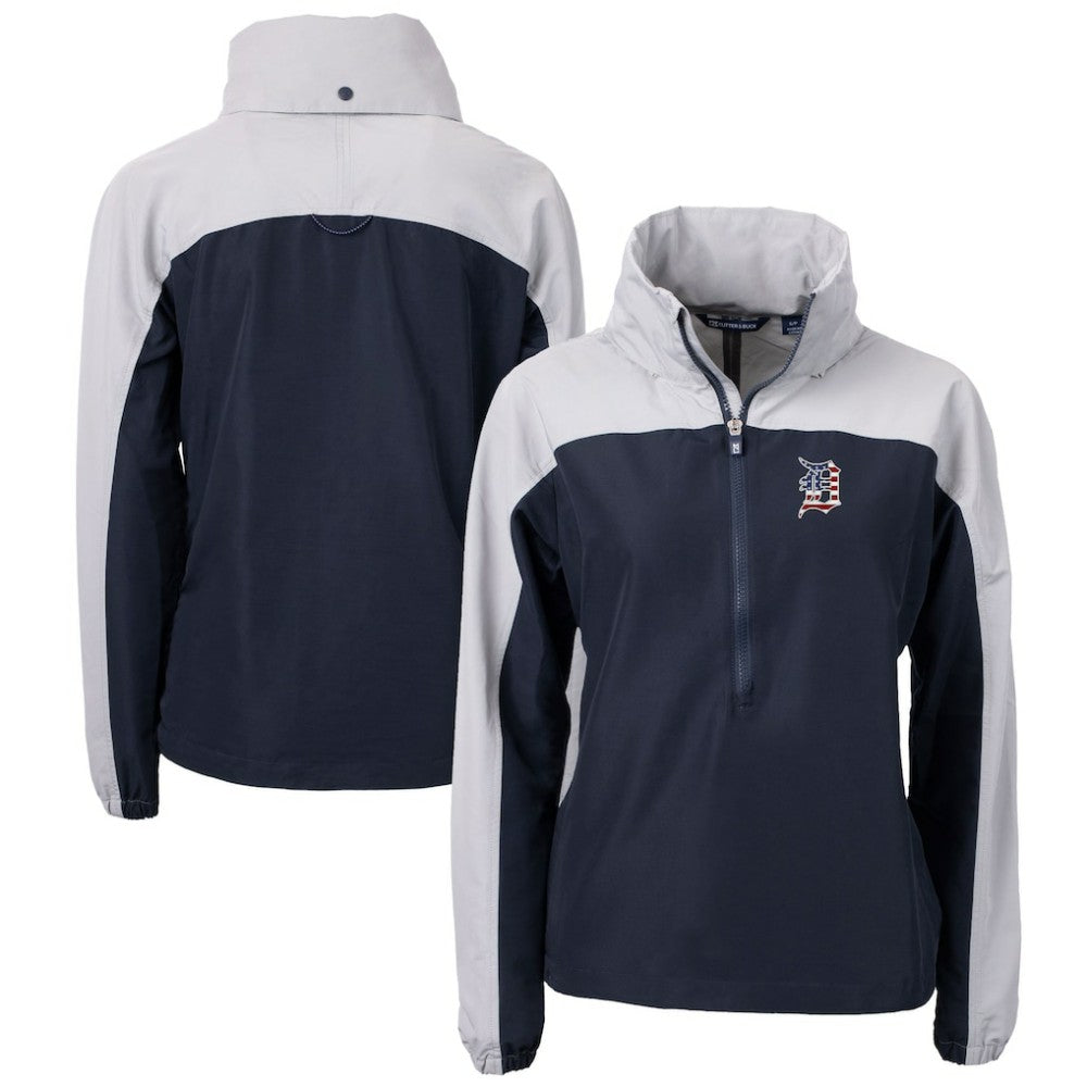 Detroit Tigers Cutter & Buck Women's Charter Eco Recycled Anorak Jacket - Navy/Gray - MLB Online