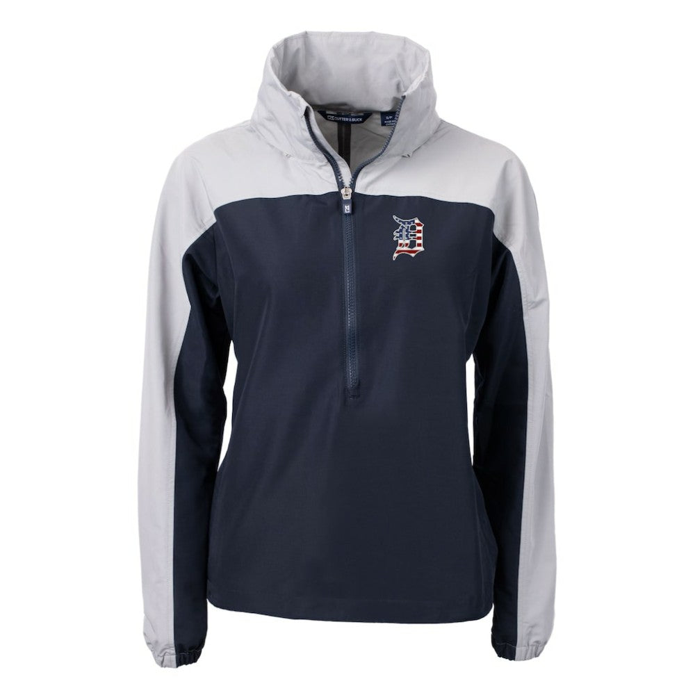 Detroit Tigers Cutter & Buck Women's Charter Eco Recycled Anorak Jacket - Navy/Gray - MLB Online