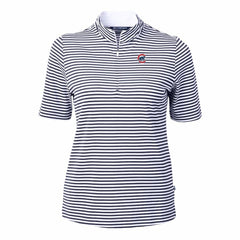 Chicago Cubs Cutter & Buck Women's Virtue Eco Pique Stripe Top - Navy - MLB on Sale