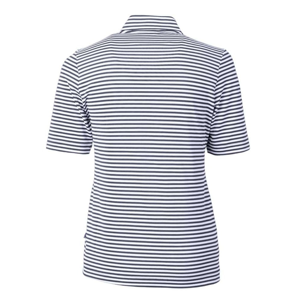Chicago Cubs Cutter & Buck Women's Virtue Eco Pique Stripe Top - Navy - MLB on Sale