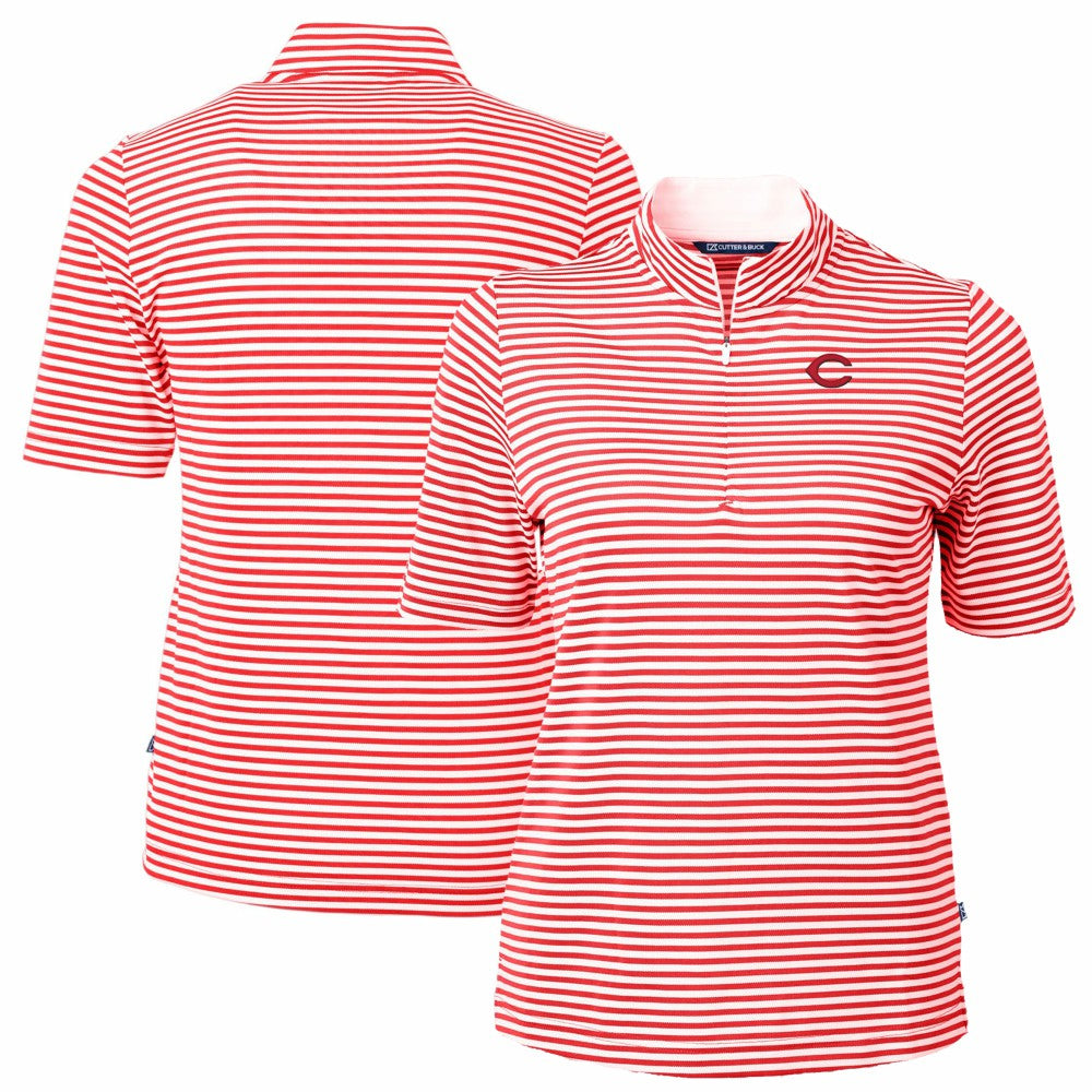 Cincinnati Reds Cutter & Buck Women's Virtue Eco Pique Stripe Top - Red - MLB Online