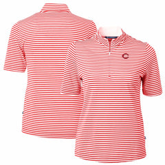 Cincinnati Reds Cutter & Buck Women's Virtue Eco Pique Stripe Top - Red - MLB Online