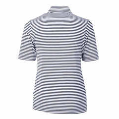 Milwaukee Brewers Cutter & Buck Women's Virtue Eco Pique Stripe Top - Navy - MLB Discount