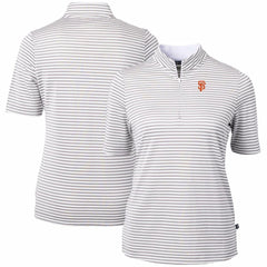 San Francisco Giants Cutter & Buck Women's Virtue Eco Pique Stripe Top - Gray - MLB Online