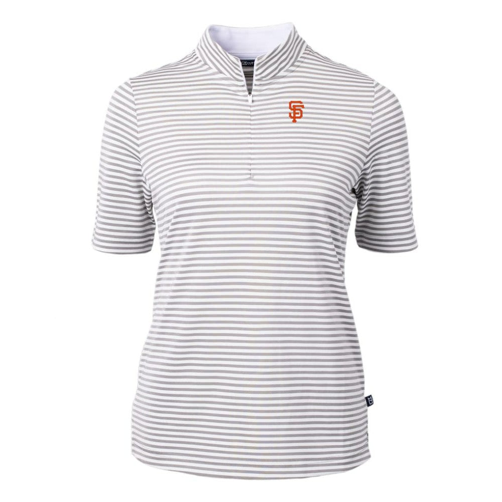 San Francisco Giants Cutter & Buck Women's Virtue Eco Pique Stripe Top - Gray - MLB Online