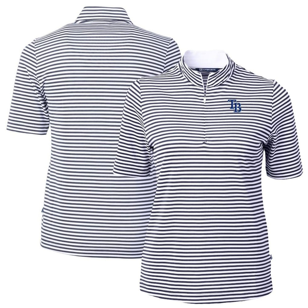 Tampa Bay Rays Cutter & Buck Women's Virtue Eco Pique Stripe Top - Navy - MLB Online