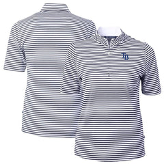 Tampa Bay Rays Cutter & Buck Women's Virtue Eco Pique Stripe Top - Navy - MLB Online