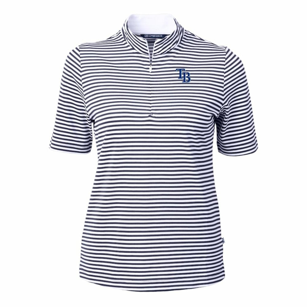 Tampa Bay Rays Cutter & Buck Women's Virtue Eco Pique Stripe Top - Navy - MLB Online