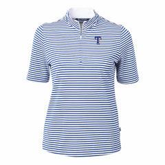 Texas Rangers Cutter & Buck Women's Virtue Eco Pique Stripe Top - Blue - MLB on Sale