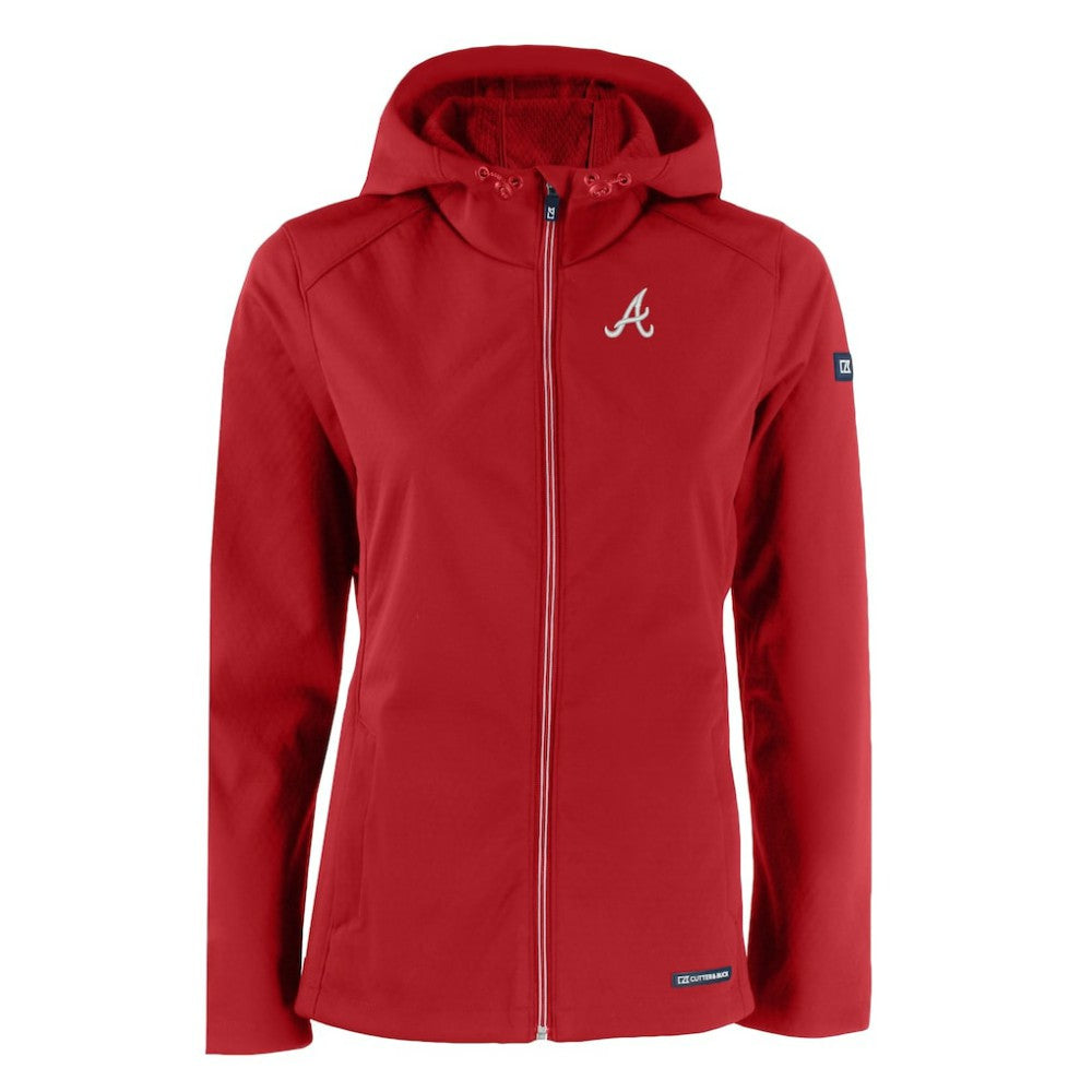 Atlanta Braves Cutter & Buck Women's Evoke Eco Softshell Recycled Full-Zip Jacket - Red - MLB Discount
