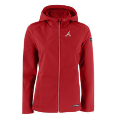 Atlanta Braves Cutter & Buck Women's Evoke Eco Softshell Recycled Full-Zip Jacket - Red - MLB Discount