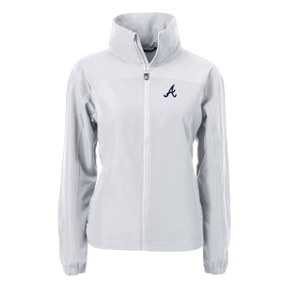 Atlanta Braves Cutter & Buck Women's Charter Eco Recycled Full-Zip Jacket - Gray - MLB Sale