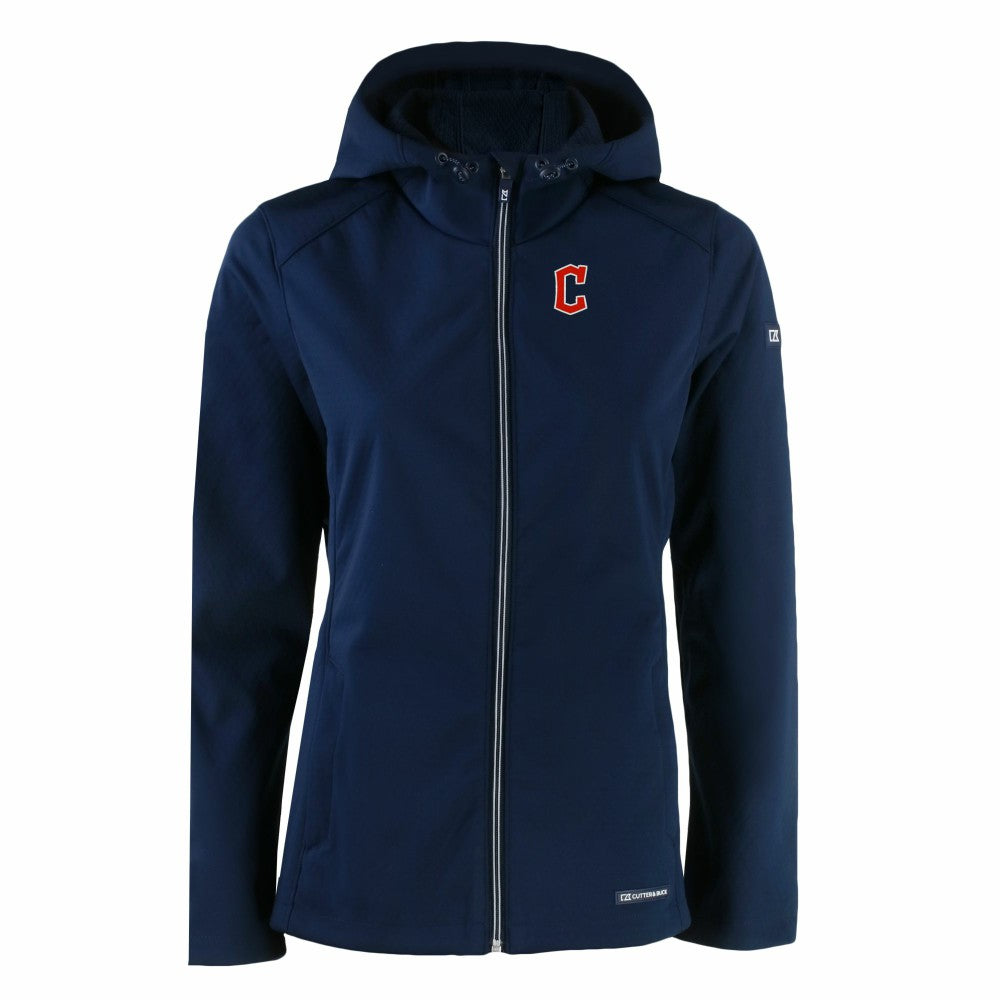 Cleveland Guardians Cutter & Buck Women's Evoke Eco Softshell Recycled Full-Zip Jacket - Navy - MLB Sale
