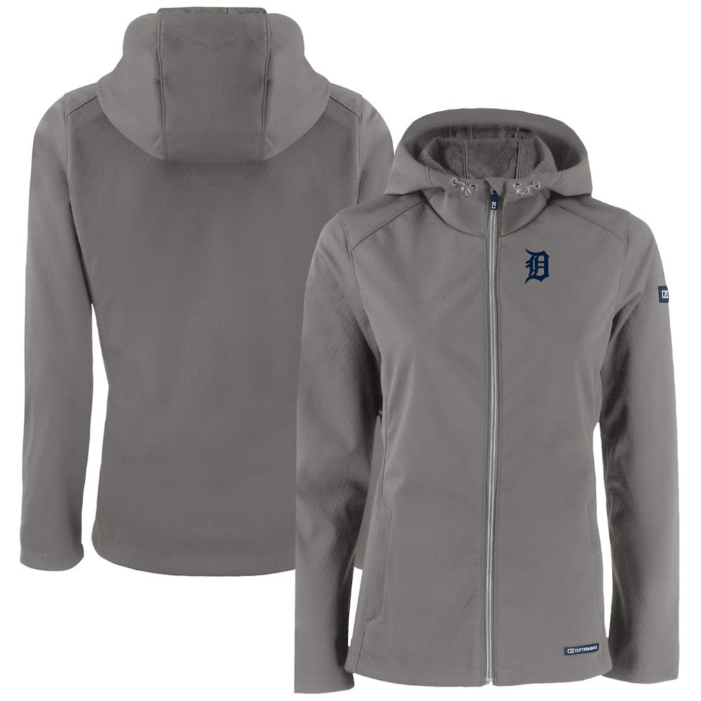 Detroit Tigers Cutter & Buck Women's Evoke Eco Softshell Recycled Full-Zip Jacket - Gray - MLB Sale