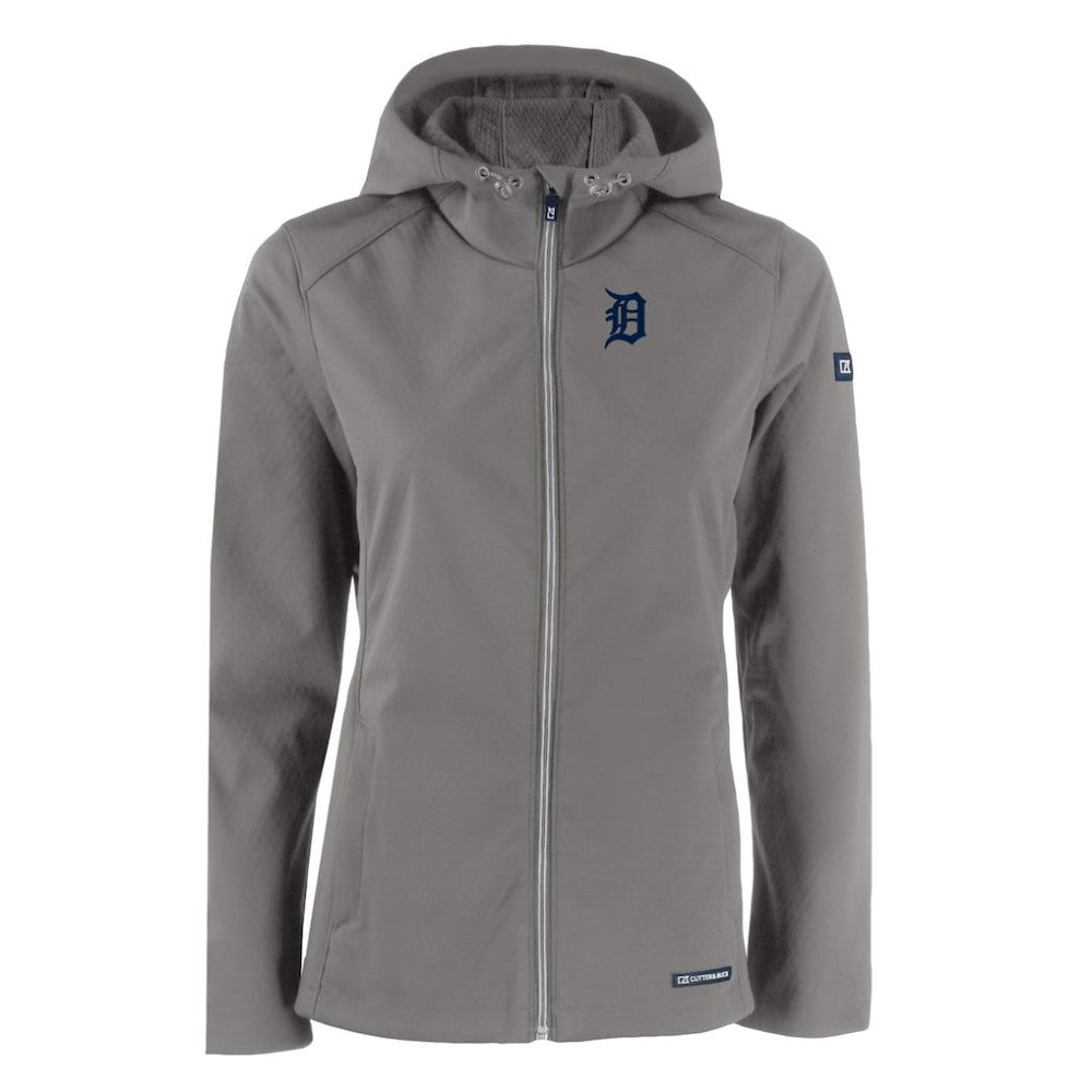 Detroit Tigers Cutter & Buck Women's Evoke Eco Softshell Recycled Full-Zip Jacket - Gray - MLB Sale