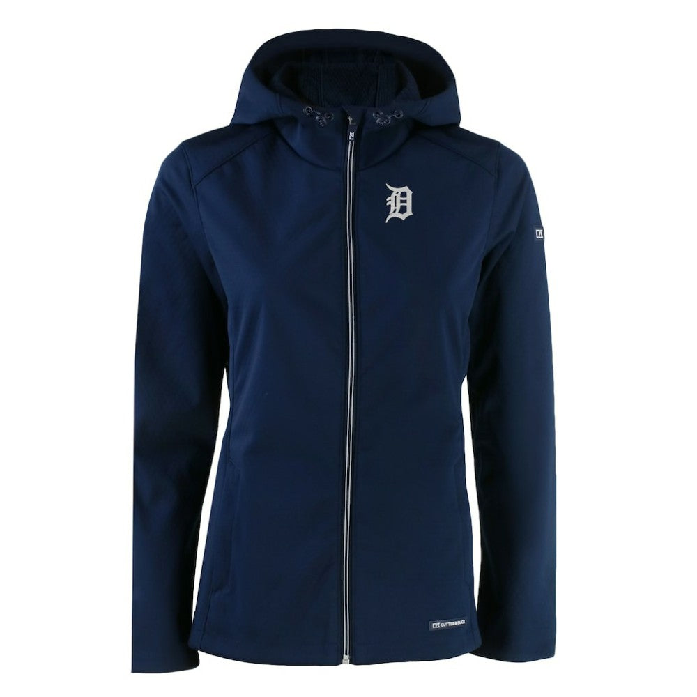 Detroit Tigers Cutter & Buck Women's Evoke Eco Softshell Recycled Full-Zip Jacket - Navy - MLB on Sale