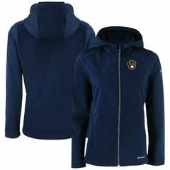 Milwaukee Brewers Cutter & Buck Women's Evoke Eco Softshell Recycled Full-Zip Jacket - Navy - MLB on Sale