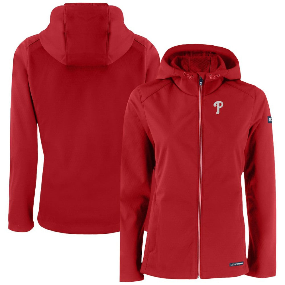 Philadelphia Phillies Cutter & Buck Women's Evoke Eco Softshell Recycled Full-Zip Jacket - Red - MLB Sale