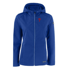 Philadelphia Phillies Cutter & Buck Women's Evoke Eco Softshell Recycled Full-Zip Jacket - Royal - MLB Discount