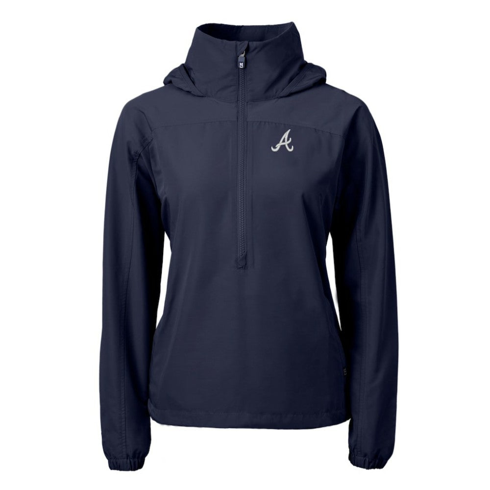 Atlanta Braves Cutter & Buck Women's Charter Eco Recycled Half-Zip Anorak Jacket - Navy - MLB Online