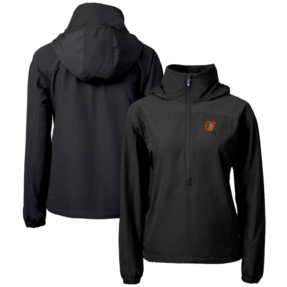 Baltimore Orioles Cutter & Buck Women's Charter Eco Recycled Half-Zip Anorak Jacket - Black - MLB Lifestyle