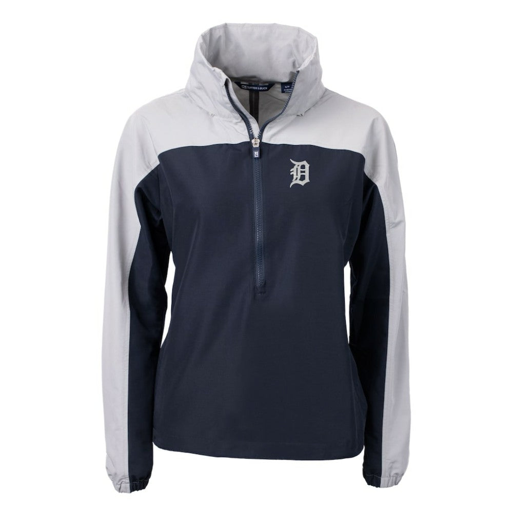 Detroit Tigers Cutter & Buck Women's Charter Eco Recycled Half-Zip Anorak Jacket - Navy - MLB Lifestyle