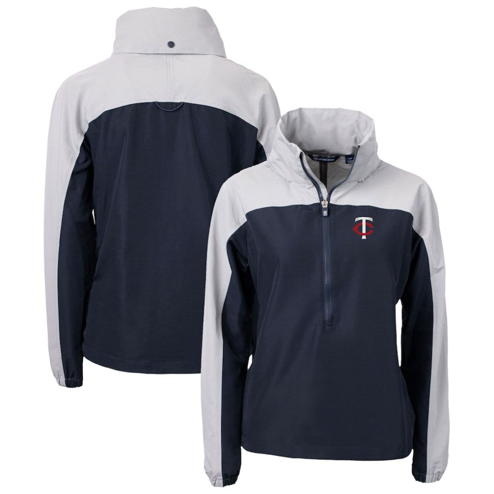 Minnesota Twins Cutter & Buck Women's Charter Eco Recycled Half-Zip Anorak Jacket - Navy - MLB Discount