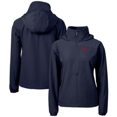 Philadelphia Phillies Cutter & Buck Women's Charter Eco Recycled Half-Zip Anorak Jacket - Navy - MLB Lifestyle