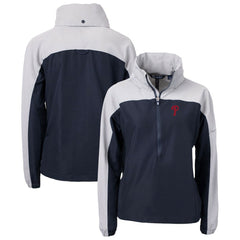 Philadelphia Phillies Cutter & Buck Women's Charter Eco Recycled Half-Zip Anorak Jacket - Navy - MLB Discount