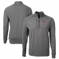 Cincinnati Reds Cutter & Buck Big & Tall Adapt Eco Knit Stretch Recycled Quarter-Zip Pullover Top - Heather Black - MLB on Sale