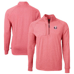 Minnesota Twins Cutter & Buck Big & Tall Adapt Eco Knit Stretch Recycled Quarter-Zip Pullover Top - Heather Red - MLB Sale