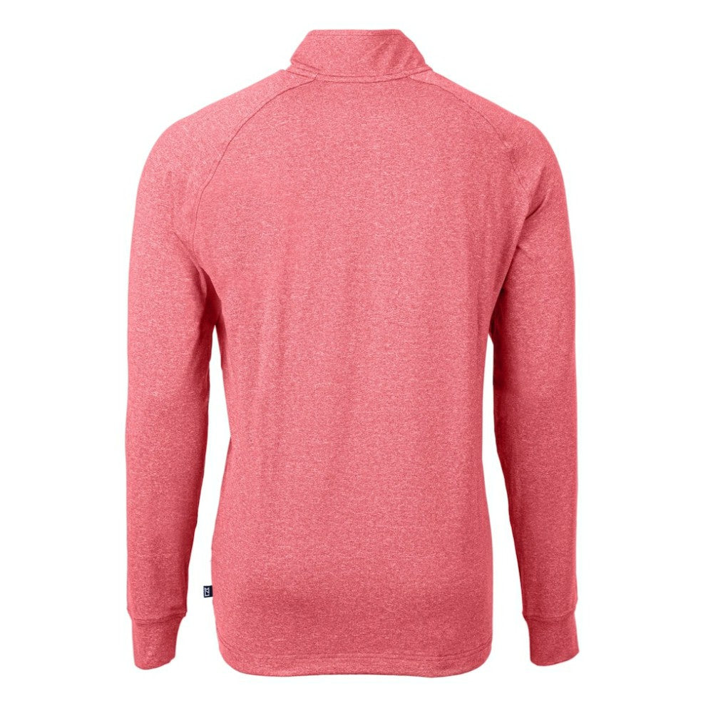 Minnesota Twins Cutter & Buck Big & Tall Adapt Eco Knit Stretch Recycled Quarter-Zip Pullover Top - Heather Red - MLB Sale