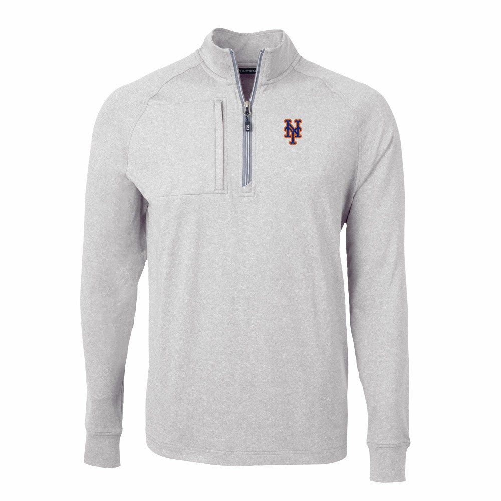 New York Mets Cutter & Buck Big & Tall Adapt Eco Knit Stretch Recycled Quarter-Zip Pullover Top - Heather Gray - MLB Online