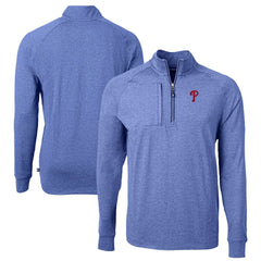 Philadelphia Phillies Cutter & Buck Big & Tall Adapt Eco Knit Stretch Recycled Quarter-Zip Pullover Top - Heather Royal - MLB Online