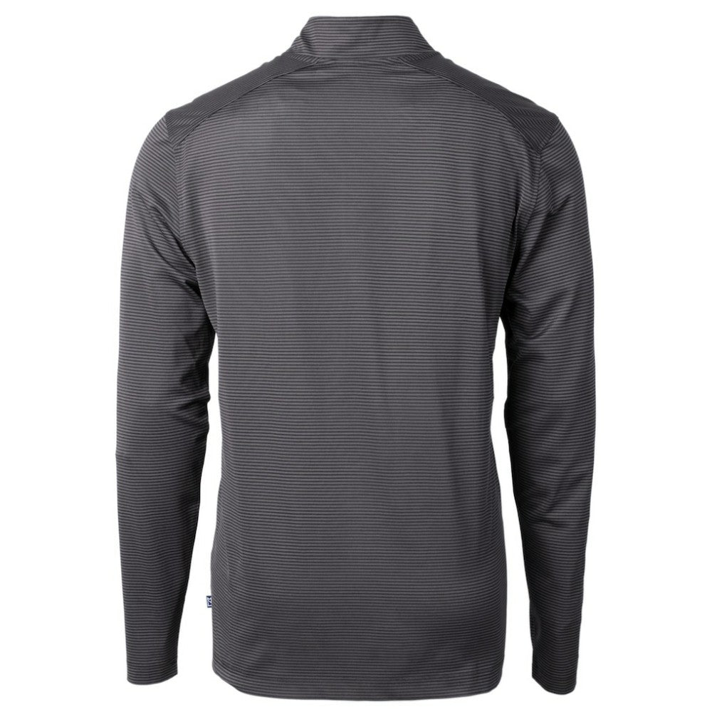 Baltimore Orioles Cutter & Buck Virtue Eco Pique Micro Stripe Big & Tall Recycled Quarter-Zip Pullover Top - Black/Gray - MLB Discount