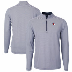 Cleveland Guardians Cutter & Buck Virtue Eco Pique Micro Stripe Big & Tall Recycled Quarter-Zip Pullover Top - Navy/White - MLB Lifestyle