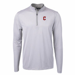 Cleveland Guardians Cutter & Buck Virtue Eco Pique Micro Stripe Big & Tall Recycled Quarter-Zip Pullover Top - Gray/White - MLB Discount
